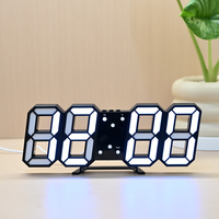 Jam Dinding Digital LED 3D Layar Besar Jam Alarm Modern untuk Dinding atau Meja untuk Ruang Tamu