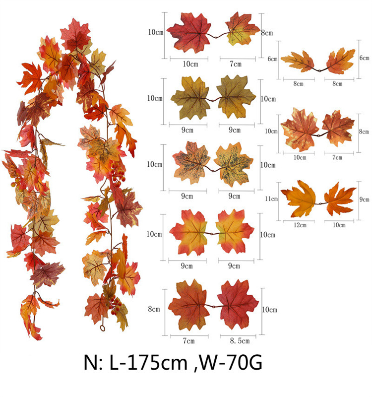 Artificial Autumn Fall Maple Leaves Garland  for Thanksgiving  Home Decoration