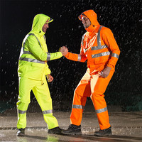 Ensemble de combinaison de pluie en polyester respirant réfléchissant avec logo personnalisé, imperméable, Oxford, vêtements de travail sur la route, imperméable unisexe pour la patrouille routière