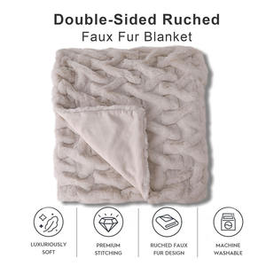 Dikdörtgen Suni Kürk Battaniye Rahat Lora Çift Taraflı Büzgülü Suni Tavşan Kürkü Battaniye Ev Otel İçin - Product Image 2