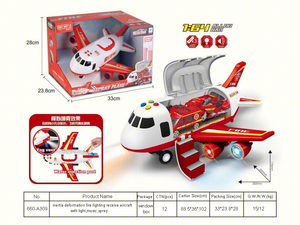 Thiết kế mới trẻ em Đồ chơi giáo dục 1:64 bị biến dạng thắp sáng âm nhạc ma sát máy bay xe thiết lập - Product Image 4