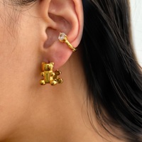 Boucles d'oreilles créoles bohèmes MYNECK en acier inoxydable plaqué or 18 carats PVD, tendance coréenne, mignonnes, cadeau pour couple, ours doré
