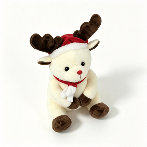 Peluche de reno personalizado con gorro rojo y bufanda, decoración navideña de 31cm-50cm, regalo unisex para niños - Product Image 4