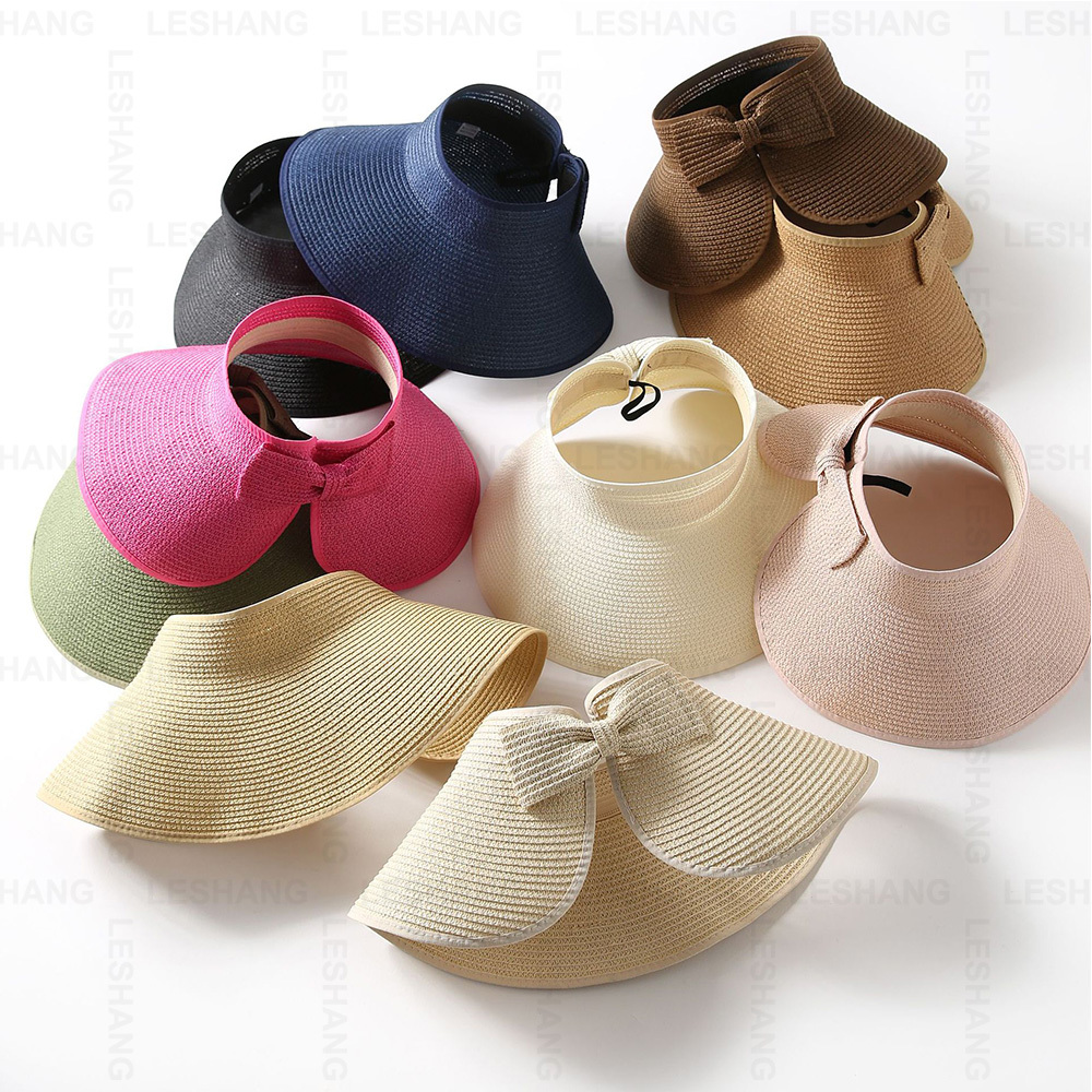 Shop Our New Foldable Plain UPF 50+ Custom Logo Straw Visor Hat display picture 3