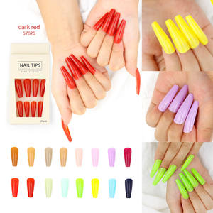 Bailarina arcoíris de cobertura completa para uñas, uñas artificiales, diseño de ataúd largo, prensa sobre puntas de uñas - Product Image 4