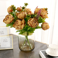 Pivoines artificielles LUYI style européen, couleur printanière, 13 fleurs, idéales pour les accessoires de mariage et la décoration de salles d'exposition