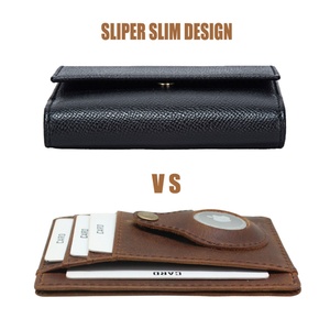 New Slim Minimalist Cowhide Crazy Horse Leather Wallet RFID Anti-Theft Card Holder Featuring Front Pocket 'Find My Wallet' - Product Image 2