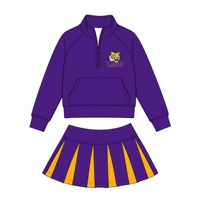 Ensemble d'uniformes de cheerleading personnalisés, haut à manches longues avec demi-zip, jupe plissée, tenue de cheerleader pour femme pour les performances d'équipe