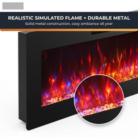 Cheminée électrique murale de style américain avec effet de flamme simulé, construction métallique, chauffage intelligent pour usage domestique en intérieur