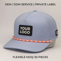 Gorra de Golf Deportiva de 5 Paneles, Personalizada, Serie Surf, con Orificios Cortados con Láser, Transpirable, Impermeable, de Nailon con Diseño de Leopardo, con Cierre a Presión