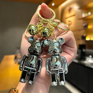 New high quality acrylic violent bear Cowes keychain bear pendant cute car key chain wholesale low price