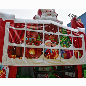 Château gonflable de Noël Père Noël Bonhomme de neige, <span class=keywords><strong>cabane</strong></span> gonflable du Père Noël, château sauteur pour enfants, divertissement festif et ludique - Product Image 6