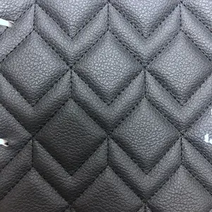 Embroidery PVC with different stitch quilted PVC faux leather fabric for car upholstery