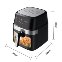 RAF R.5343 8.0L Air Fryer 1350W Kontrol Sentuh Digital Sirkulasi Udara 360° Keranjang Jendela Mudah Dibersihkan untuk Memasak dan Memanggang di Rumah