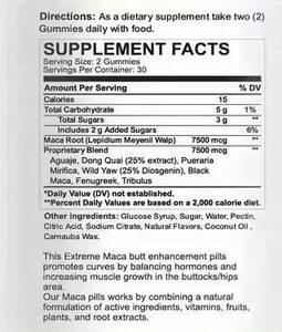 Black Maca Plus Gummies para glúteos grandes Curvas extremas Raíz de Maca negra para mejorar la vitalidad en hombres y mujeres Butt Booster - Product Image 2