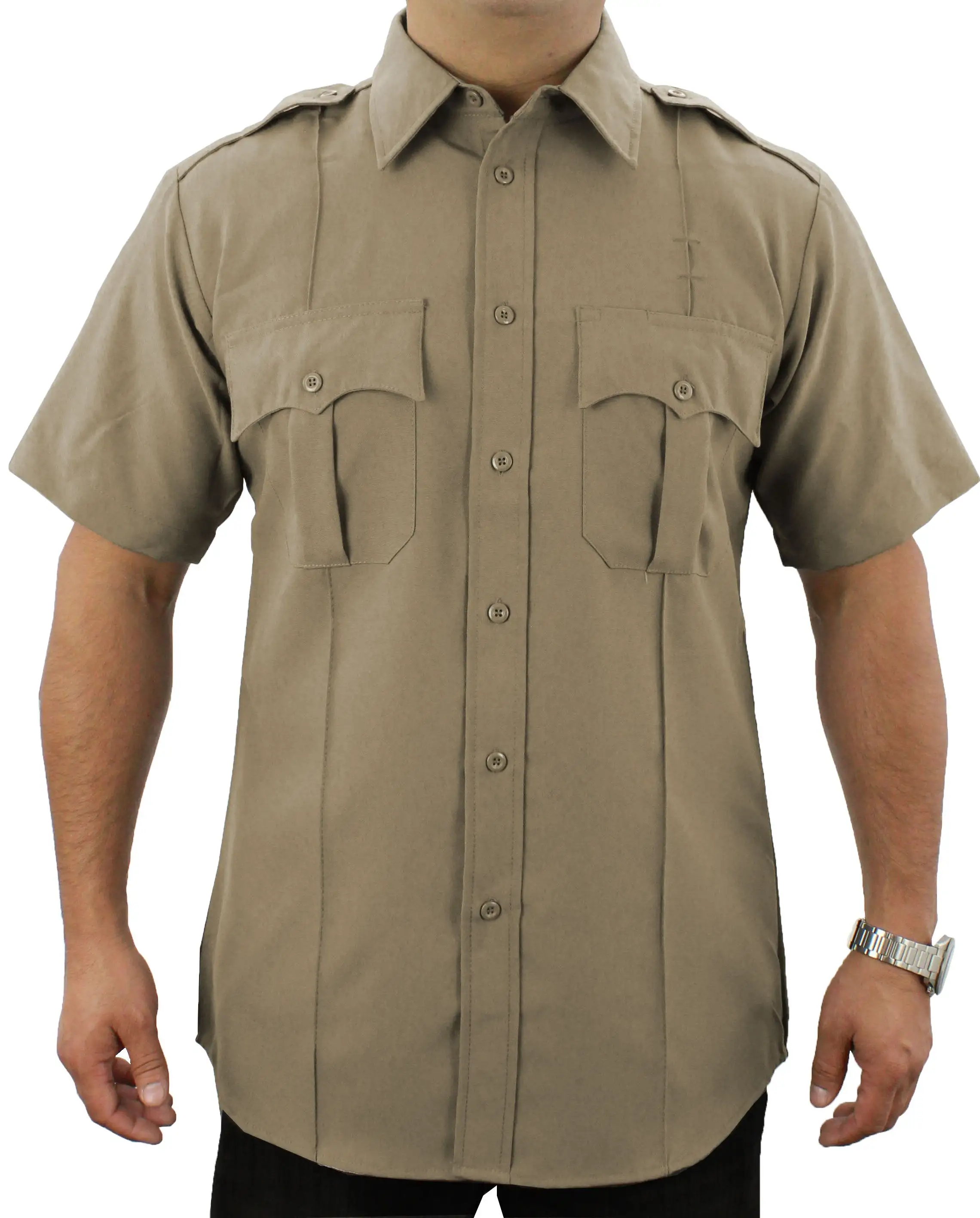 निजी सुरक्षा गार्ड वर्दी छोटी बाजू वाले कर्मचारी सुरक्षा वर्दी डिजाइन काली सुरक्षा शर्ट 100% पॉलिएस्टर शर्ट