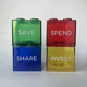 Bloques <span class=keywords><strong>de</strong></span> Construcción Apilables <span class=keywords><strong>de</strong></span> Plástico Transparente, Alcancía Portátil y Linda para Niños y Niñas - Product Image 4