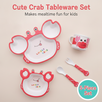 Nouvel ensemble de vaisselle pour enfants en fibre de bambou, motif dessin animé mignon et frais, assiette compartimentée en forme de crabe pour bébé, cadeau maternel et infantile