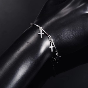 Bracelet croix vintage en acier inoxydable pour femme et fille, chaîne de cheville, bracelet de main, bijoux chrétiens en métal pour l'été - Product Image 2