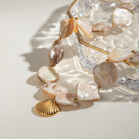 Mode En Acier Inoxydable D'été Bijoux Shell Collier Chunky Bold Non Ternir Plaqué Or Perle Shell Pendentif Collier Pour Les Femmes