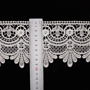 Top Selling Bulk Lace Trim Stock Wholesale Manufacturer Hollow Embroidery Lace Trim White Border Lace