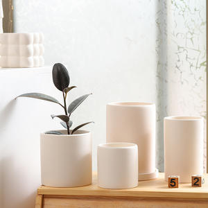 Pot de fleurs en céramique émaillée en argile blanche, respirant et absorbant, pour plantes vertes domestiques, orchidées succulentes avec plateau - Product Image 3