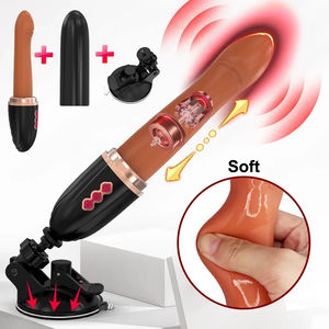 Vibratore <span class=keywords><strong>Dildo</strong></span> Realistico a Spinta Automatica con Impugnatura e Ventosa Riscaldante Macchina del Sesso Telescopica Vibrante per Donna - Product Image 1