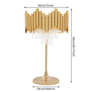 Support floral moderne en métal doré avec pendentifs en acrylique pour décoration de mariage, centres de table et présentoir floral pour table de réception