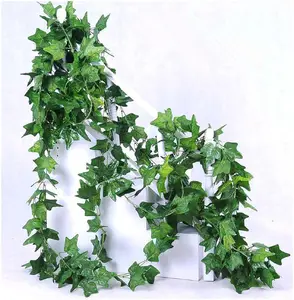 พลาสติกสีเขียว ivy ใบ Suppliers-DDA256 Party Decor ขายส่งผนังแขวนพลาสติก Creeper สีเขียวใบปลอม Ivy Vine Greenery Garland ประดิษฐ์ Ivy Leaf