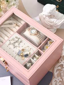 Organisateur de bijoux de luxe à tiroirs multicouches avec fenêtre transparente, présentoir élégant pour la maison, boîte de rangement haut de gamme pour bagues et boucles d'oreilles - Product Image 6