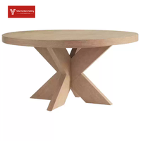 Nordischer Minimalistischer Stil Massivholz Runder Esstisch, Luxuriöses Modellhaus, Villa, Moderner Esstisch