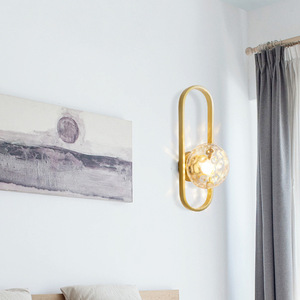 American Simple Metal Background <strong>LED</strong> Wall Lights Glass Ball Bedroom Bedside Wall Lamp