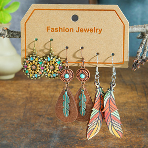 Fashion Dangle Earrings Wood Antique <b>Bronze</b> Plated Bohemia Tassel Women's Party Jewelry - Product Image 2