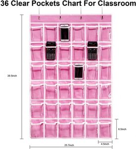Organizador Colgante para el Aula con 36 Bolsillos Transparentes, Organizador de Pared para Teléfonos Celulares y Calculadoras con Pegatinas Numéricas - Product Image 2
