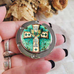 Promotional Gift Set Butterfly Cross Design Zinc Alloy <b>Folding</b> Portable Desktop Hook Exquisite Fashionable Ladies' Bag Hook - Product Image 2