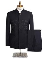 Costume deux pièces pour homme, style africain, grande taille, style chinois, uni, teint, col mandarin, anti-rétrécissement, en laine peignée, vente chaude