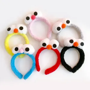 Cute cartoon plush head bands Big eyes hair hoop Children hair accessories girls face wash makeup furry headbands