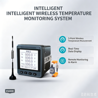 Monitor de Temperatura Inalámbrico 2 en 1 ES600E-3, Medidor de Energía Trifásico Multifuncional Clase 0.5S, 3 Canales, RS485 Modbus RTU, LCD