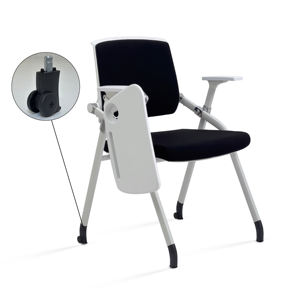 Borito Modern Design Training Room Visitors Mesh Chair Foldable Comfortable Adjustable Writing <b>Pad</b> Study Chair White - Product Image 1