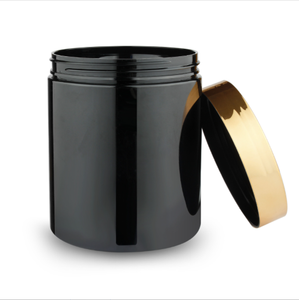plastic black PET cosmetic container jar with gold lid