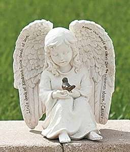 Figurine d'ange en résine polyrésine/résine 6x6 pouces, petit Cherub Angel et Robin, Statue de jardin en pierre - Product Image 2