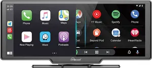 Ottocast 10,26 "portátil 4K Dash Cam DVR GPS coche estéreo Radio CarPlay Android Auto cámara trasera Monitor pantalla