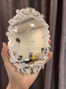 Tarjetas de felicitación personalizadas de lujo para Menú Personal, forma de rosa, espejo dorado y plateado, hoja acrílica, tarjetas de invitación de boda - Product Image 4