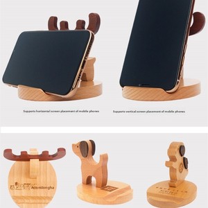 Support de téléphone portable et de bureau multifonctionnel en bois massif, design animal mignon, personnalisable par Zhifan, pour bureau et table de chevet - Product Image 2
