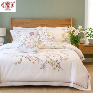Wholesale Embroidered Floral Combo Pillowcase and Bed Linen Elegant Formal Home Decor for Bedroom Decoration - Product Image 2