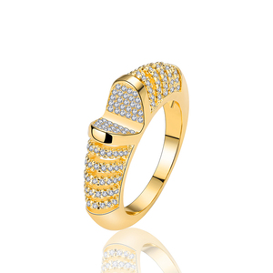 Anillos de Compromiso y Boda CAOSHI, Anchos, con Incrustaciones de Circonitas Brillantes, Imitación de Rodio, Latón, para Regalo o Fiesta - Product Image 1