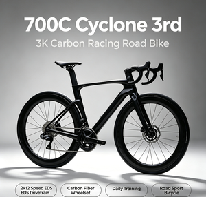 Bicicleta de Carretera de Carreras 700C Twitter Cyclone 3rd 3K de Carbono, 2x12 Velocidades, Transmisión EDS, Juego de Ruedas de Fibra de Carbono para Entrenamiento Diario en Carretera - Product Image 1