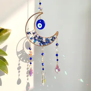 Toptan yüksek kalite doğal kristal nazar güneş yakalayıcı ay güneş yakalayıcılar lapis sunli suncatcher