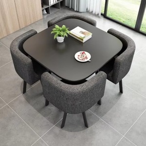 Meubles de salle à manger en vente chaude d'usine, plateau de table carré en MDF avec pieds en métal, 1 table et <span class=keywords><strong>4</strong></span> <span class=keywords><strong>chaises</strong></span> pour la cuisine, ensemble de table à manger - Product Image 2