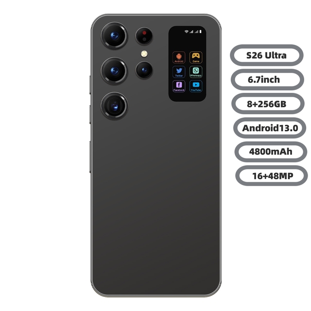 2026 Real High Quality Android 13.0 8+256GB S26 Ultra 5G LTE Smartphone 6.7" FHD LCD 90Hz Dual SIM German Spanish English French